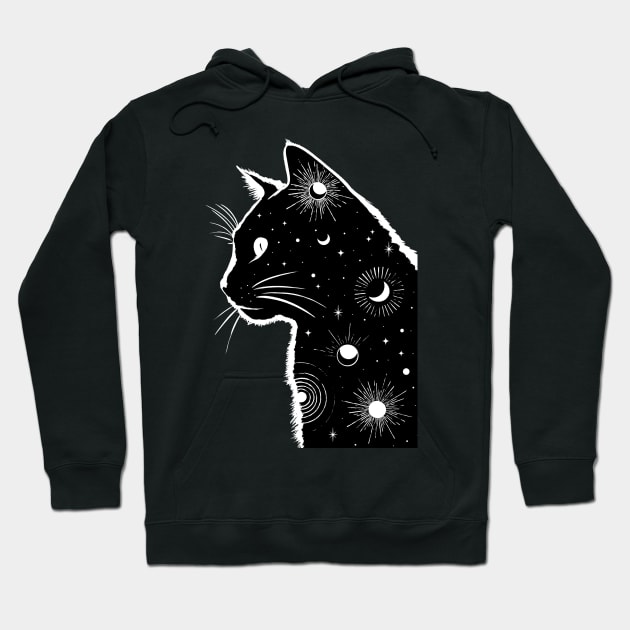 Black Galaxy Cat Hoodie by emanuelacarratoni